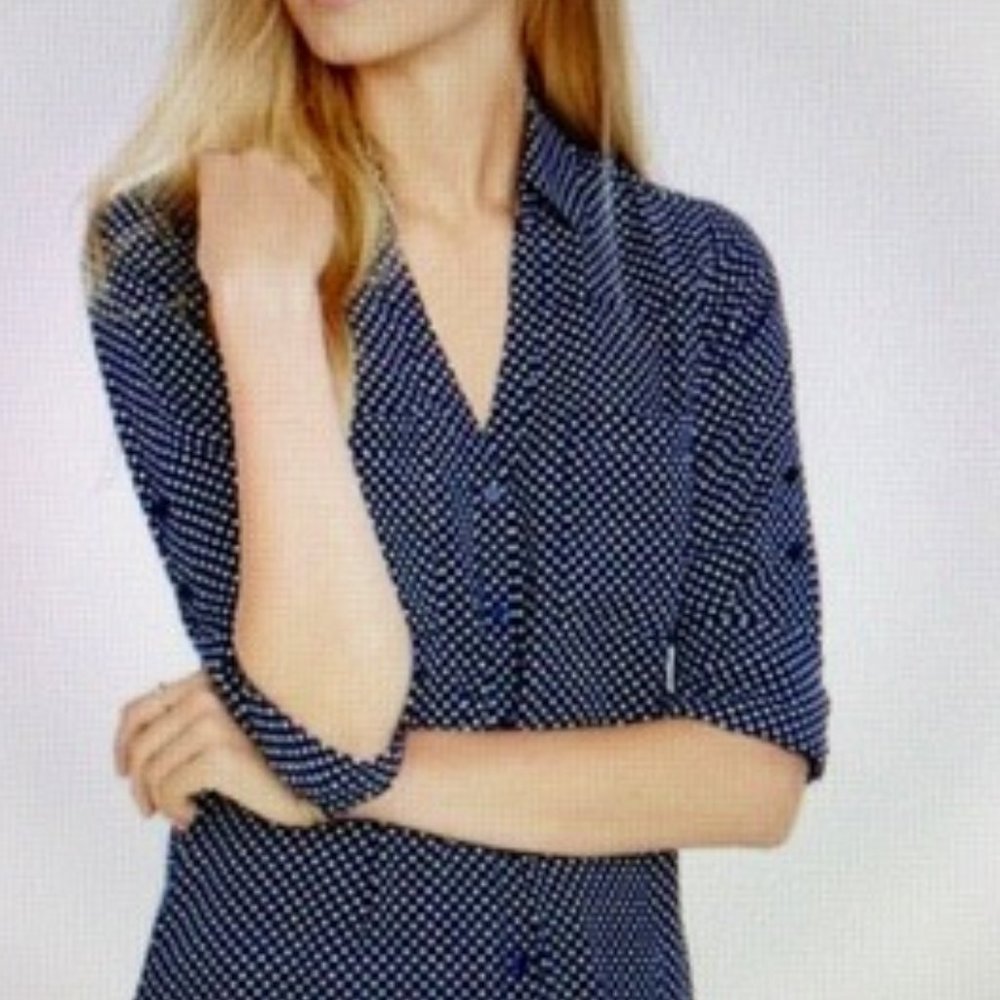 Express Polka Dot Portofino Slim Blouse